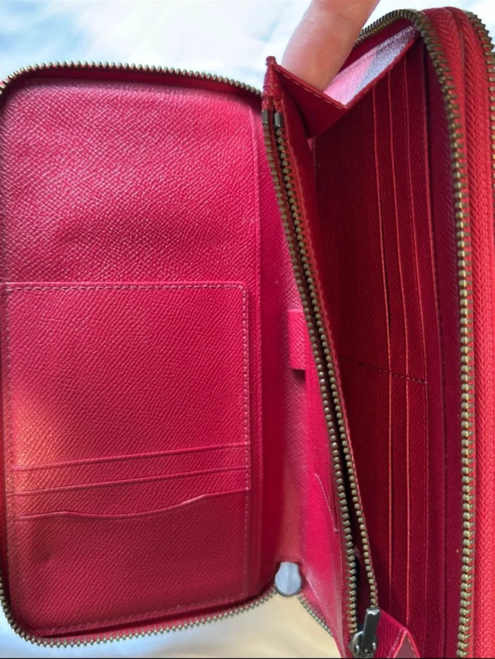 Coach Red Leather Zip Wristlet with Wrist Strap - Picture 4 of 6